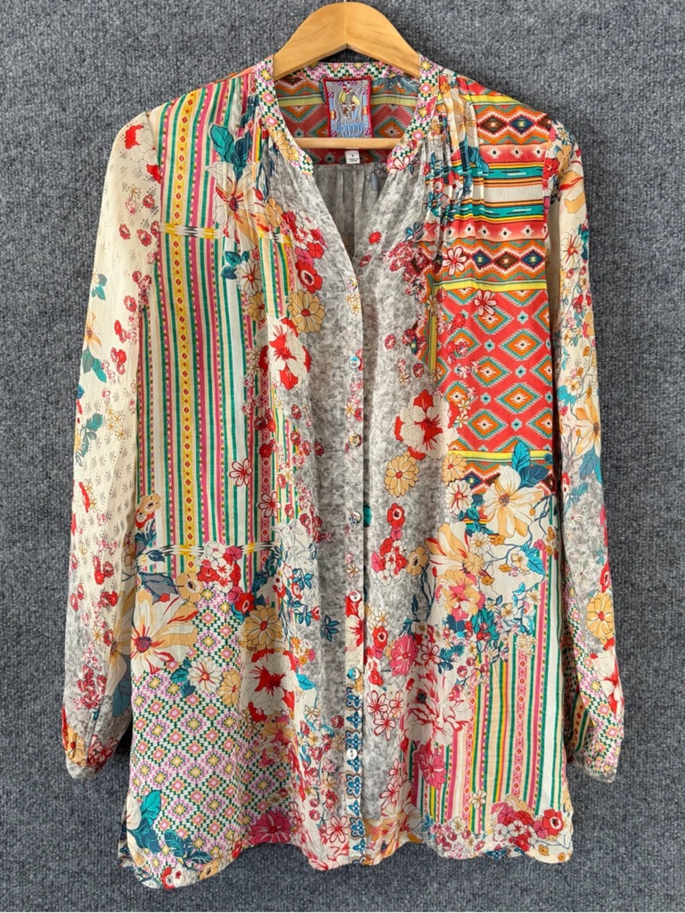 Johnny Was Womens Ludi Blair Button Up Tunic Top Size Small Multicolor Boho - Picture 3 of 10